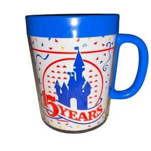 Vintage 1986 Mickey Walt Disney World 15th Anniversary Mug 15 Years Plastic Cup-